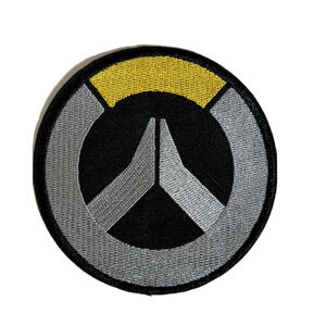 Overwatch Logo Embroidered Patch Sew On 3.5" Gray Yellow Black Large Round
